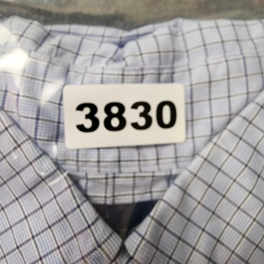 Polo Ralph Lauren Mens Dress Shirt 17.5 32/33 Blue White Check Custom Fit Cotton
